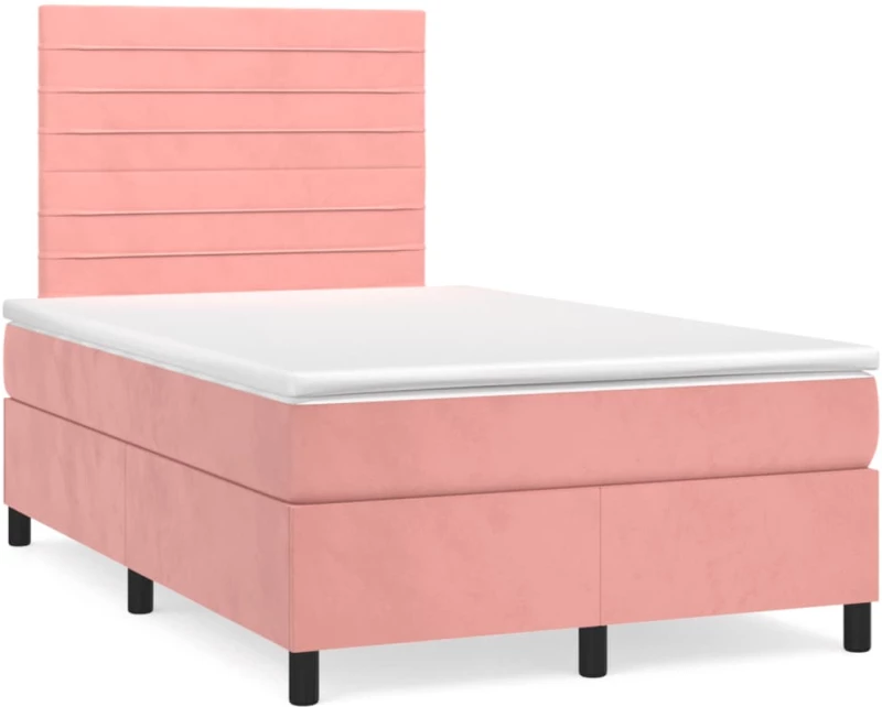 Κρεβάτι Boxspring με Στρώμα & LED Ροζ 120x190 εκ. Βελούδινο Ροζ 3270322