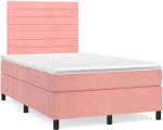 Κρεβάτι Boxspring με Στρώμα & LED Ροζ 120x190 εκ. Βελούδινο Ροζ 3270322