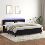 Κρεβάτι Boxspring με Στρώμα & LED Μαύρο 180x200 εκ. Βελούδινο Μαύρο 3134599