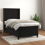 Κρεβάτι Boxspring με Στρώμα Μαύρο 80 x 200 εκ. Βελούδινο Μαύρο 3132527
