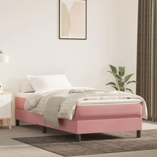Κρεβάτι Boxspring με Στρώμα Ροζ 100x200 εκ. Βελούδινο Ροζ 3144320
