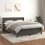 Κρεβάτι Boxspring με Στρώμα Σκούρο Γκρι 140x190 εκ. Βελούδινο 3131136