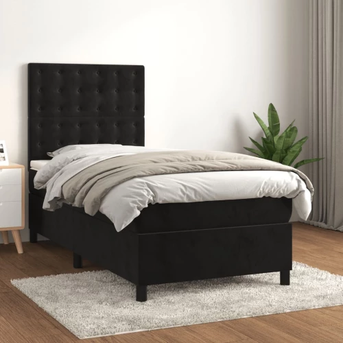 Κρεβάτι Boxspring με Στρώμα Μαύρο 80 x 200 εκ. Βελούδινο Μαύρο 3143231