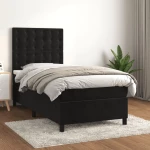 Κρεβάτι Boxspring με Στρώμα Μαύρο 80 x 200 εκ. Βελούδινο Μαύρο 3143231