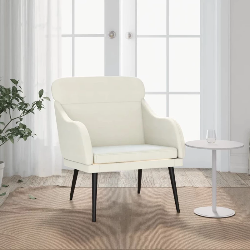 Πολυθρόνα Κρεμ 63x76x80 εκ. Βελούδινη Κρεμ 351443