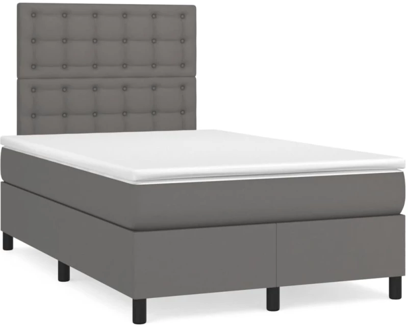 Κρεβάτι Boxspring με Στρώμα & LED Γκρι 120x190 εκ. Συνθ. Δέρμα Γκρι 3270297