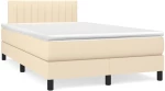 Κρεβάτι Boxspring με Στρώμα & LED Κρεμ 120x190 εκ. Υφασμάτινο Κρεμ 3270058