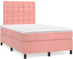 Κρεβάτι Boxspring με Στρώμα Ροζ 120x190 εκ. Βελούδινο Ροζ 3270024