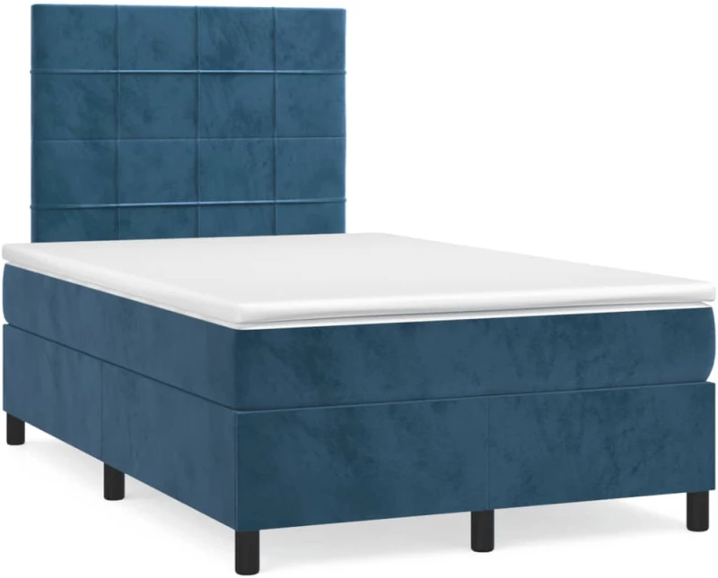 Κρεβάτι Boxspring με Στρώμα Σκούρο Μπλε 120x190 εκ. Βελούδινο Μπλε 3269999
