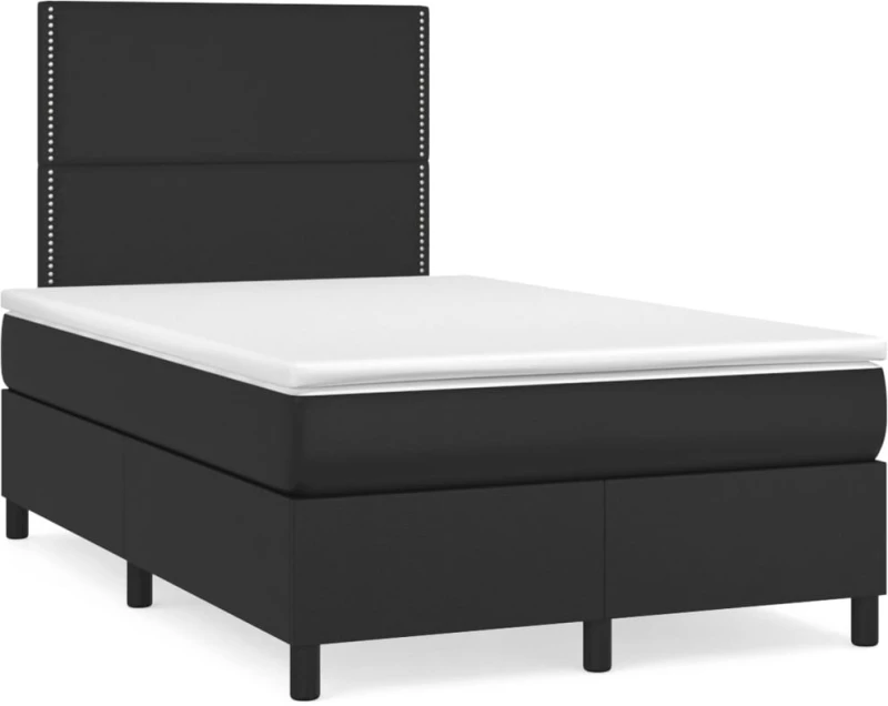 Κρεβάτι Boxspring με Στρώμα Μαύρο 120x190εκ.από Συνθετικό Δέρμα Μαύρο 3269971