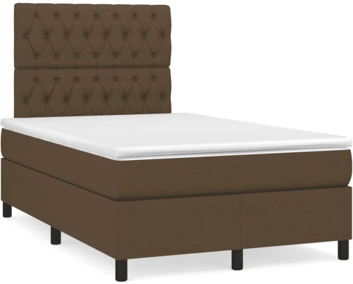 Κρεβάτι Boxspring με Στρώμα Σκούρο Καφέ 120x190 εκ Υφασμάτινο Καφέ 3269905
