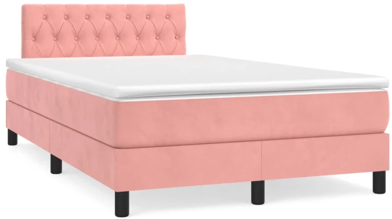 Κρεβάτι Boxspring με Στρώμα Ροζ 120x190 εκ. Βελούδινο Ροζ 3269860