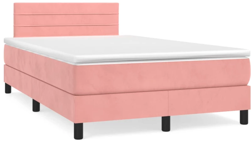 Κρεβάτι Boxspring με Στρώμα Ροζ 120x190 εκ. Βελούδινο Ροζ 3269848