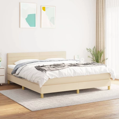 Κρεβάτι Boxspring με Στρώμα Κρεμ 180x200 εκ. Υφασμάτινο Κρεμ 3140718