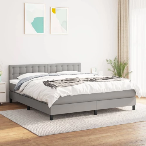 Κρεβάτι Boxspring με Στρώμα Αν. Πράσινο 160x200εκ Υφασμάτινο Γκρι 3140385