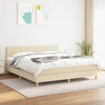 Κρεβάτι Boxspring με Στρώμα Κρεμ 180x200 εκ. Υφασμάτινο Κρεμ 3140638