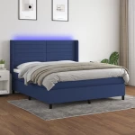 Κρεβάτι Boxspring με Στρώμα & LED Μπλε 180x200 εκ. Υφασμάτινο Μπλε 3138419