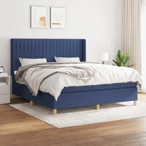Κρεβάτι Boxspring με Στρώμα Μπλε 180x200 εκ. Υφασμάτινο Μπλε 3132175