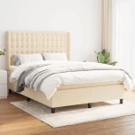 Κρεβάτι Boxspring με Στρώμα Κρεμ 140x200 εκ. Υφασμάτινο Κρεμ 3131758