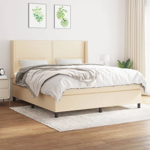 Κρεβάτι Boxspring με Στρώμα Κρεμ 180x200 εκ. Υφασμάτινο Κρεμ 3131374