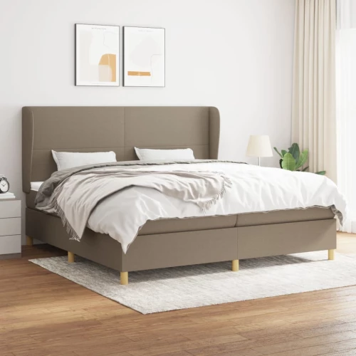 Κρεβάτι Boxspring με Στρώμα Taupe 200x200 εκ. Υφασμάτινο μπεζ-γκρι 3128393