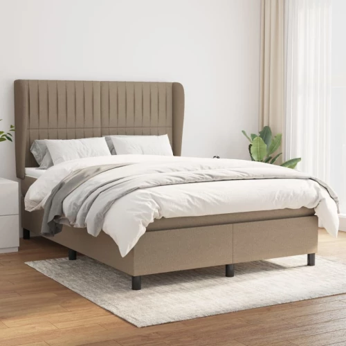Κρεβάτι Boxspring με Στρώμα Taupe 140x200 εκ. Υφασμάτινο μπεζ-γκρι 3128129