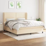 Κρεβάτι Boxspring με Στρώμα Κρεμ 180x200 εκ. Υφασμάτινο Κρεμ 3127906