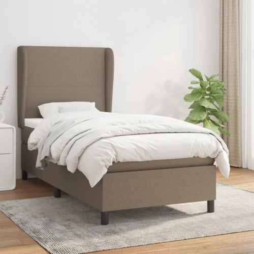 Κρεβάτι Boxspring με Στρώμα Taupe 100 x 200 εκ. Υφασμάτινο μπεζ-γκρι 3127785