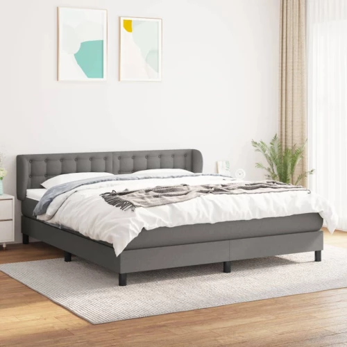 Κρεβάτι Boxspring με Στρώμα Σκούρο Γκρι 180x200 εκ Υφασμάτιν Γκρι 3126582