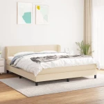 Κρεβάτι Boxspring με Στρώμα Κρεμ 180x200 εκ. Υφασμάτινο Κρεμ 3126106