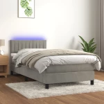Κρεβάτι Boxspring με Στρώμα & LED Αν.Γκρι 100x200 εκ. Βελούδινο Γκρι 3134507