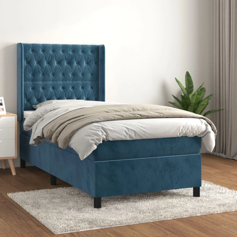 Κρεβάτι Boxspring με Στρώμα Σκούρο Μπλε 80 x 200 εκ. Βελούδινο Μπλε 3132829