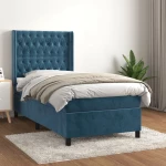 Κρεβάτι Boxspring με Στρώμα Σκούρο Μπλε 80 x 200 εκ. Βελούδινο Μπλε 3132829