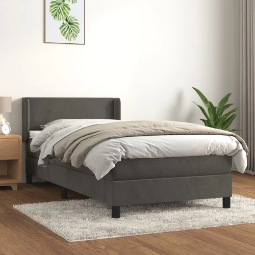 Κρεβάτι Boxspring με Στρώμα Σκούρο Γκρι 100x200 εκ. Βελούδινο Γκρι 3130824