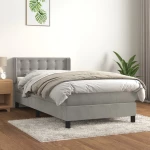 Κρεβάτι Boxspring με Στρώμα Ανοιχτό Γκρι 100x200 εκ. Βελούδινο Γκρι 3131183