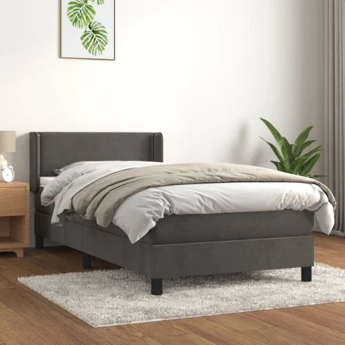 Κρεβάτι Boxspring με Στρώμα Σκούρο Γκρι 100x200 εκ. Βελούδινο Γκρι 3130884