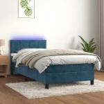 Κρεβάτι Boxspring με Στρώμα & LED Σκ. Μπλε 100x200εκ. Βελούδινο Μπλε 3134391