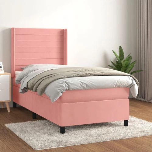 Κρεβάτι Boxspring με Στρώμα Ροζ 80 x 200 εκ. Βελούδινο Ροζ 3132710