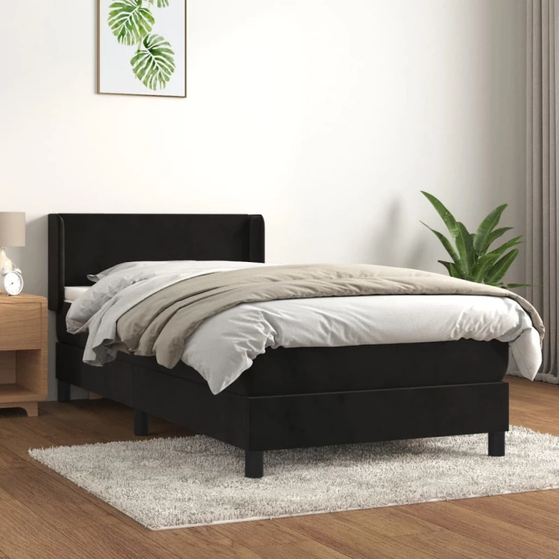 Κρεβάτι Boxspring με Στρώμα Μαύρο 100x200 εκ. Βελούδινο Μαύρο 3130825