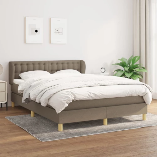 Κρεβάτι Boxspring με Στρώμα Taupe 140x190 εκ. Υφασμάτινο μπεζ-γκρι 3127121
