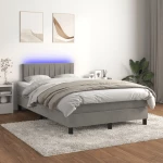 Κρεβάτι Boxspring με Στρώμα & LED Αν.Γκρι 120x200 εκ. Βελούδινο Γκρι 3134513