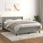 Κρεβάτι Boxspring με Στρώμα Ανοιχτό Γκρι 140x200 εκ. Βελούδινο Γκρι 3131141