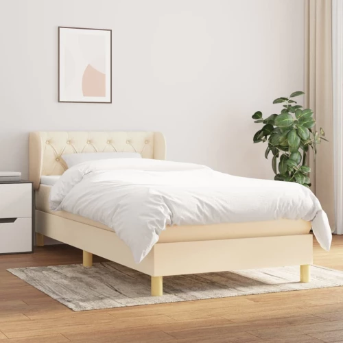 Κρεβάτι Boxspring με Στρώμα Κρεμ 80 x 200 εκ. Υφασμάτινο Κρεμ 3127002