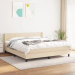 Κρεβάτι Boxspring με Στρώμα Κρεμ 160x200 εκ. Υφασμάτινο Κρεμ 3129726