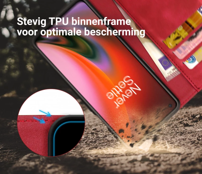 Rosso Element PU Θήκη Πορτοφόλι OnePlus Nord 2 5G - Red (8719246326462)
