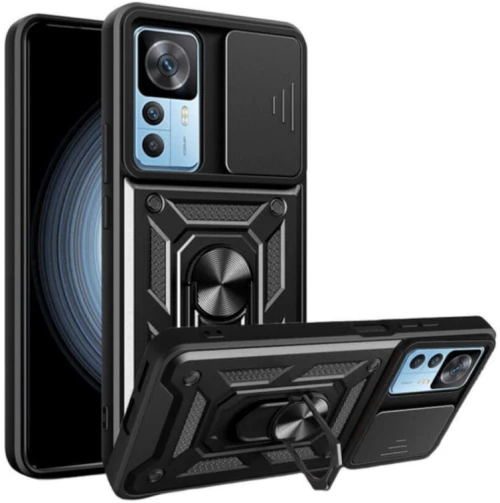 Bodycell Armor Slide - Ανθεκτική Θήκη Xiaomi 12T / 12T Pro με Κάλυμμα για την Κάμερα & Μεταλλικό Ring Holder - Black (5206015018862)