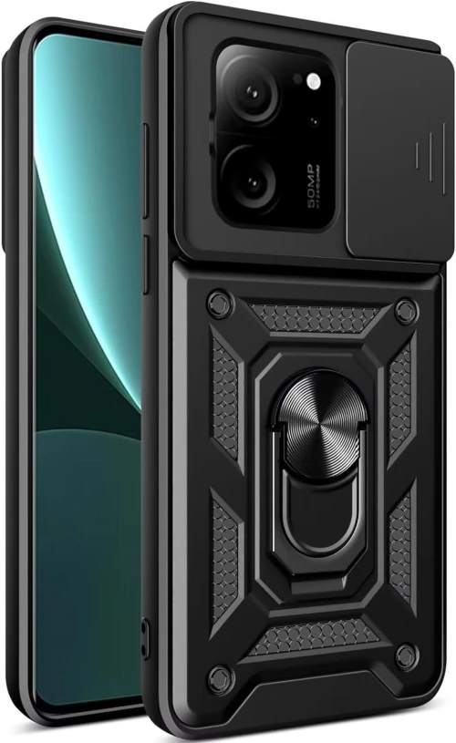 Bodycell Armor Slide - Ανθεκτική Θήκη Xiaomi 13T / 13T Pro με Κάλυμμα για την Κάμερα & Μεταλλικό Ring Holder - Black (5206015072321)