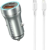Φορτιστή αυτοκινήτου Earldom ES-CC29, 30W, USB QC3.0, PD, με καλώδιο Lightning - PD, Αργυροειδής - 40352