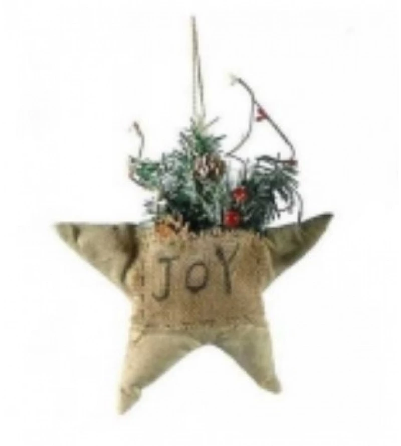 A&G Κρεμαστό Στολίδι Υφασμάτινο 'Joy' 25cm Αστέρι Μπεζ 9763221