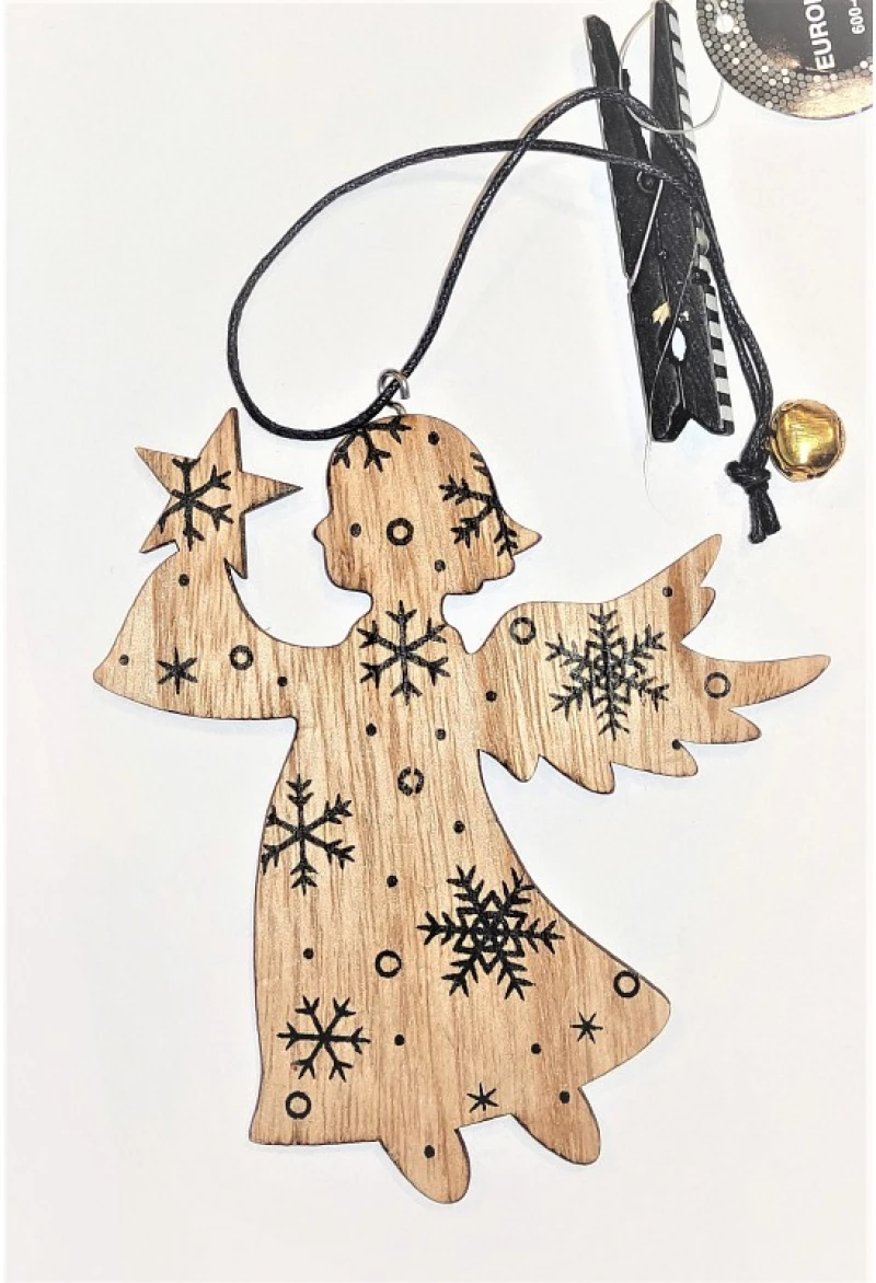 Magic Christmas Ξύλινο Αγγελάκι Με Αστεράκια 12*12cm 600-40345